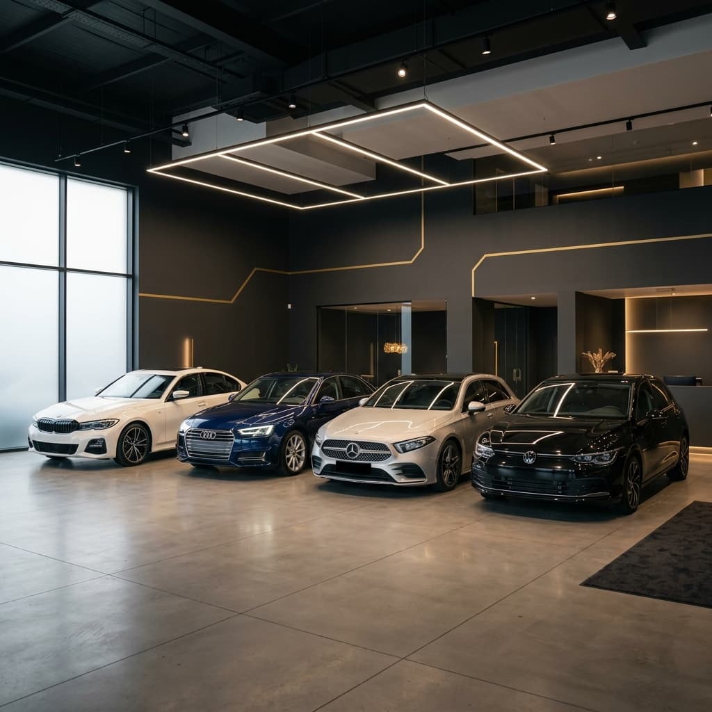 Seçkin otomobil ve showroom görünümü